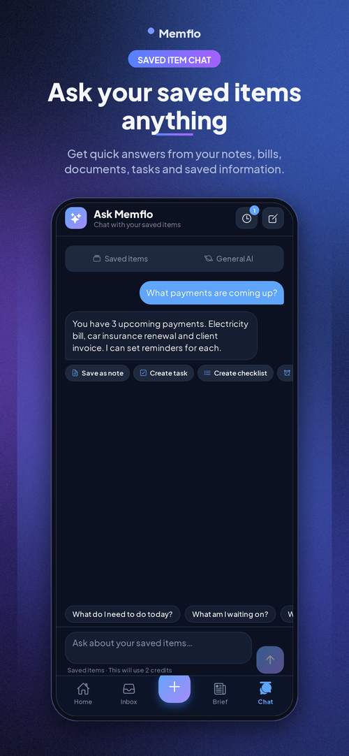 Ask your saved items